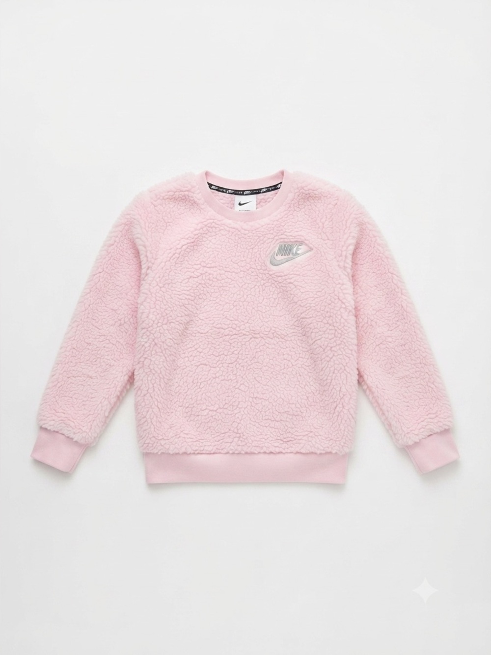 Nike Girls Pink Sherpa Fleece Pullover Sweatshirt - Kids Size S